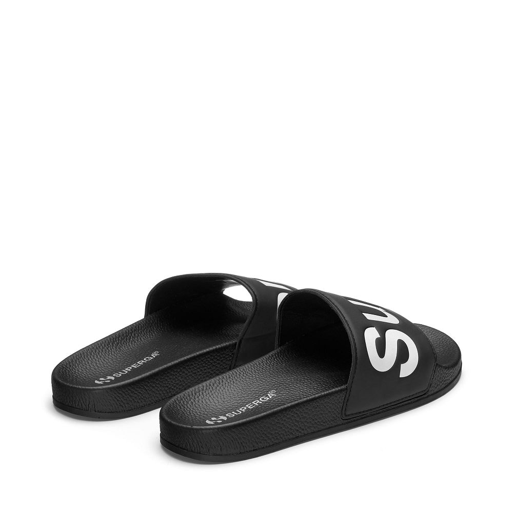 Superga 1908 Slides Polysoft Black Slides - Men's Shoes USA | US5005736